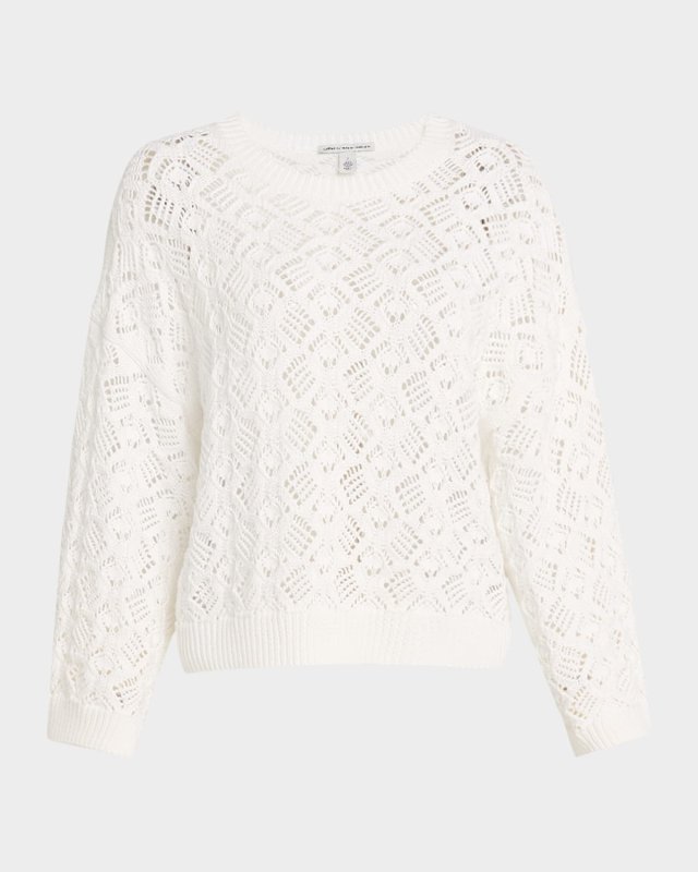 Pointelle-Knit Cotton Crewneck Sweat